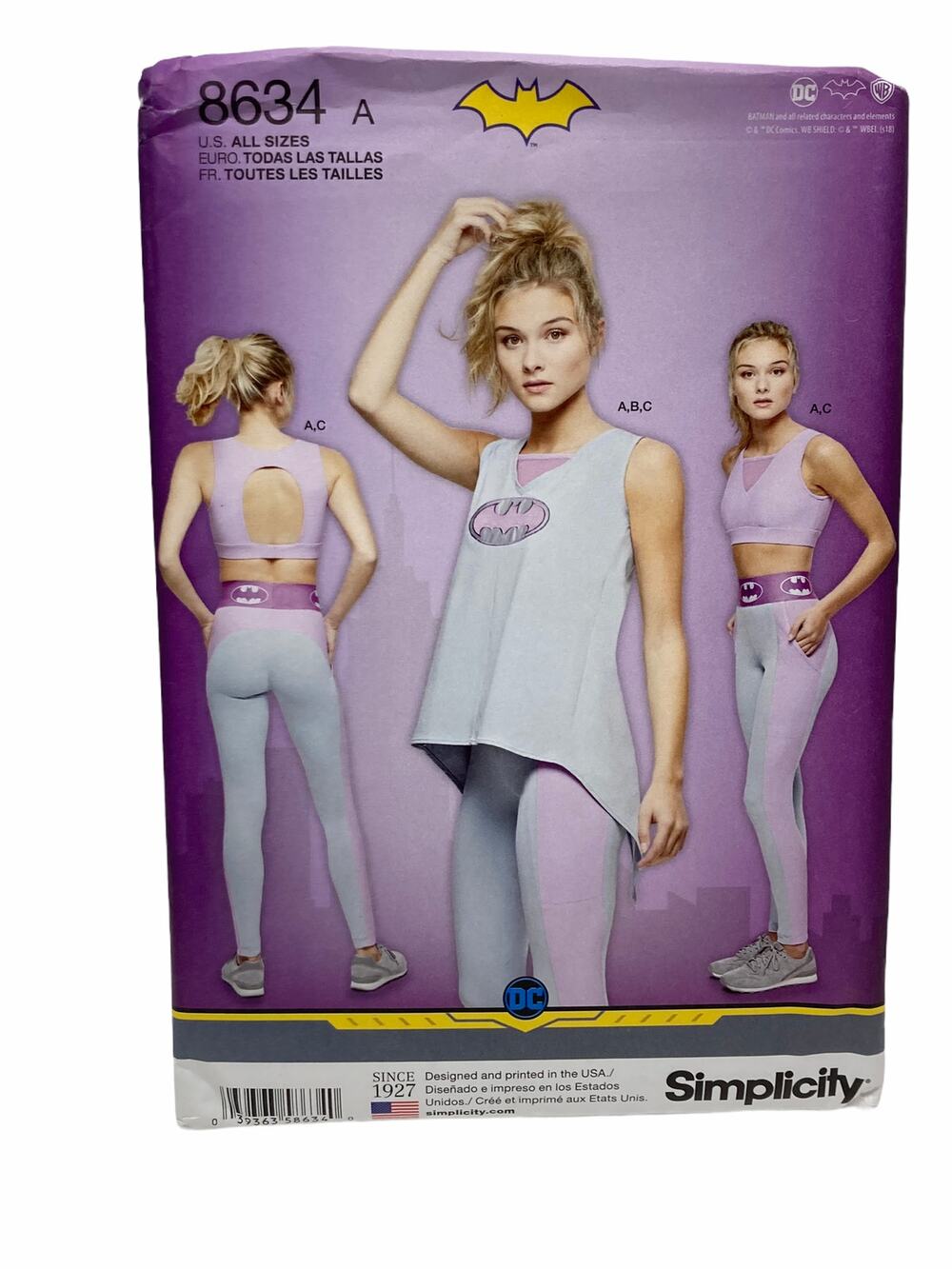 Simplicity 8634 Misses Batgirl Knit Sports Bra Top Leggings Sewing Pattern